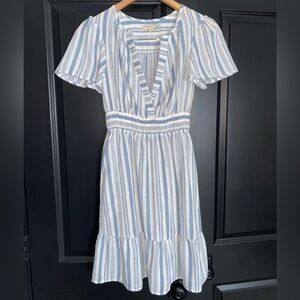 Blue and White Striped Dress